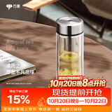 万象（WANXIANG）双层玻璃杯V49RL商务办公钛银色礼盒装带滤网泡茶杯情侣便携水杯