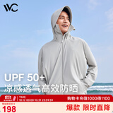 VVC防晒衣服男士时尚夏季冰丝凉感防紫外线短外套披肩外套 浅灰色 XL