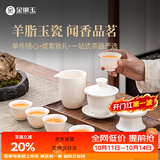 金镶玉茶具套装茶壶茶杯盖碗羊脂玉白瓷陶瓷送礼盒高档家用 品香
