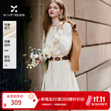 香影【云朵出逃】波西米亚杏白色连衣裙女2026秋新款莱赛尔天丝裙 杏色 M 160/84A/95-110斤