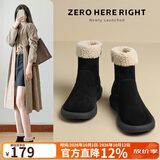 ZHR则则雪地靴女2026新款冬季加绒加厚女靴羊羔毛平底短靴女 EH97A黑色37