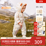 英氏（YEEHOO）儿童羽绒服秋冬纳米抗菌轻薄款婴儿羽绒服连体衣超韧绒 林中雪人 80 cm-充绒量44g-建议9-18个月