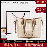 CinvaiKrose官方店小c&k大容量托特包包女包2026新款女士通勤单肩包生日礼物 菱格米白Beige【节日送礼可代写心意贺卡】
