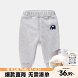 嘟嘟家宝宝裤子加厚冬装男新生儿童裤女童打底裤冬季儿童加绒裤婴儿vip 灰色 80