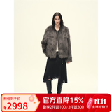 付智恩 芦苇花 进口sagafurs狐狸毛皮草轻盈年轻感圆领毛毛外套女 深灰绿. 芬兰sagafurs狐狸毛 M