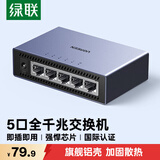 绿联5口千兆交换机【铝壳散热】网线分线器一分二/四 4口监控网络交换器 企业家用宿舍扩展分流器15641