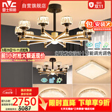 雷士（NVC）美式轻奢现代轻奢客厅灯灯臂发光吊灯三室两厅套餐WHXD100W/G-01