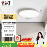 公牛（BULL）吸顶灯IP50防尘防虫卧室阳台过道灯MX-A018C-AS全白18W 