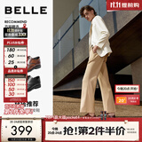 百丽（Belle）男士款商务正装皮鞋男秋季布洛克内增高新郎结婚鞋子加绒89183AM9 棕色常规 42 (260mm)