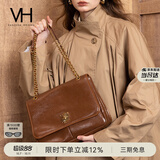 VANESSA HOGAN VH女包复古邮差包油蜡牛皮单肩包通勤斜挎大容量托特包生日礼物