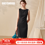 ROEYSHOUSE罗衣职场女装秋季无袖连衣裙新款简约知性修身显瘦裙子01790 黑色 M