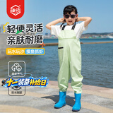 臻佑（Grsaed）儿童下水裤户外玩水服捉鱼赶海半身涉水裤连体鞋防水沙滩淡绿24码