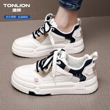 唐狮（TonLion）女鞋秋冬季厚底鞋子女百搭休闲小白鞋女士增高运动板鞋 白粉37