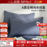 红豆A类纯棉枕套机洗单人枕头套纯棉枕芯套加厚内胆套48x74cm蓝灰一只