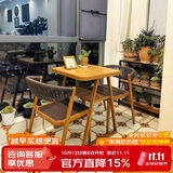 紫叶阳台桌椅三件套家用迷你茶几一桌两椅休闲现代简约藤椅阳台茶桌