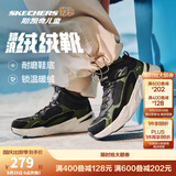 Skechers斯凯奇儿童秋冬休闲男女童二棉鞋轻质加绒保暖靴405222L/302583L 男童/黑色/绿色/BKGR 38
