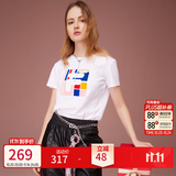 斐乐（FILA） 女装官方女士短袖T恤夏季休闲运动内搭t恤百搭短T上衣 标准白-F11W118151F M （165/84A/M）