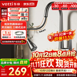 华帝（VATTI）厨房龙头 冷热枪灰天鹅颈不锈钢三模抽拉式洗菜盆水龙头062PH-001