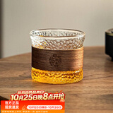 忆壶茶茶杯玻璃品杯家用品茗杯防烫杯子木套隔热杯功夫茶杯喝茶杯小品杯 【锤纹】品怡杯150ML
