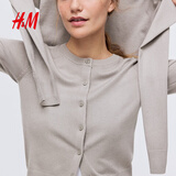 H&M女装毛针织衫夏季慵懒风休闲打底衫短款开衫内搭外套0579541 浅米灰色 M 165/96