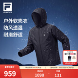 FILA斐乐抓绒防泼水运动外套26秋冬季新款男款软壳防风衣通勤夹克上衣 【多功能单层秋季版】正黑色-BK 2XL 185/104A/XXL