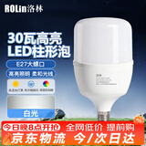 洛林（ROLin）led灯泡大功率家用节能灯泡E27螺口超亮柱形灯泡 30w 白光 6500K