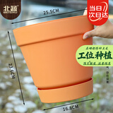 北蔬 花盆带托盘特大简约室外家庭种植 大号仿陶土树脂花盆2个