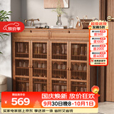 安尔雅新中式鞋柜门口简易鞋架家用收纳透气大容量多层玄关柜 四门带抽