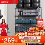 溢彩年华 置物架落地多层仓储货架层架家用阳台储物架厨房收纳架子2805BK