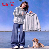 班尼路（Baleno）连帽卫衣开衫女2026早秋女装新款秋装宽松慵懒潮流运动风长袖外套