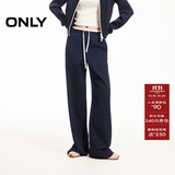 ONLY2026春季新款慵懒风撞色腰头设计直筒裤休闲裤女|126114034 E39海军蓝色 M