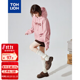 唐狮（TonLion）秋冬女针织前胸文字连帽卫衣百搭减龄时髦韩版潮流连帽卫衣女款