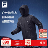 FILA斐乐抓绒防泼水运动外套26秋冬季新款男款软壳防风衣通勤夹克上衣 【多功能单层秋季版】正黑色-BK XL 180/100A/XL