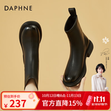 DAPHNE达芙妮短靴女秋冬棉靴新款女靴冬季加绒保暖冬款靴子百搭法式瘦瘦靴 黑色 单层 跟高3.5cm 37 (235mm)