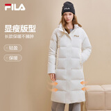 FILA斐乐蓬蓬羽绒服丨过膝长款羽绒26冬新款女连帽防污保暖外套