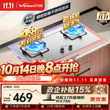 万和【蓝莲花B9B50】4.8kW液化气不锈钢猛火63%热效率家电嵌入式家用煤气双炉具台燃气灶