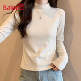 班尼路（Baleno）半高领薄绒打底衫女秋冬新款7A抗菌防螨抗静电磨毛保暖内搭上衣