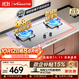 万和【蓝莲花B9B50】4.8kW液化气不锈钢猛火63%热效率家电嵌入式家用煤气双炉具台燃气灶