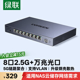 绿联2.5G交换机8口2.5G电口+10G万兆光口 支持vlan/链路聚合 钢壳网络分线分流器支持猫棒NAS光猫35049