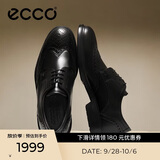 爱步（ECCO）正装皮鞋男 增高布洛克雕花牛皮德比鞋 里斯622164 黑色43