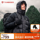 坦博尔羽绒服男短款连帽运动户外保暖外套厚530337D 山林迷踪灰 180 