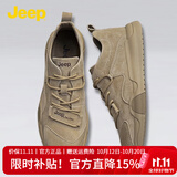 JEEP吉普男鞋轻便耐磨2026秋季马丁靴男运动中帮平底休闲鞋真皮鞋子男 卡其色（皮鞋码） 39