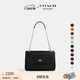 蔻驰（COACH）奥莱女士女包ELODIE 28号斜挎包翻盖单肩包通勤链条包盒子包秋季 SV/黑色