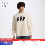 GAP男女装仿羊羔绒贴布绣抓绒卫衣套头上衣609065 米色 L (175/96A)亚洲尺码【偏大,建议拍小一码】