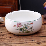 恒古（Heregur）青花陶瓷欧式复古客厅烟灰缸精品大号实用陶瓷大码收纳烟缸时尚创意个性办公室圆形 大号荷塘清趣
