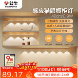 公牛（BULL）感应猫眼橱柜灯磁吸充电山丘光效展柜玄关氛围小夜灯 银40cm三色