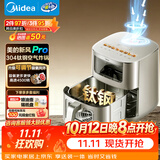 美的（Midea）新风炎烤空气炸锅蒸烤一体2026年新款不锈钢无涂层家用多功能免翻面6.5L大容量空气炸锅KZC6521PRO
