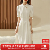 尚都比拉新中式气质连衣裙女夏季旗袍改良版中长款小个子A字裙 米白色 M