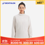 迪卡侬（DECATHLON）保暖绒衣户外抓绒衣女运动宽松秋摇粒绒外套冲锋衣内胆 MH100 半拉链-月岩灰 XL