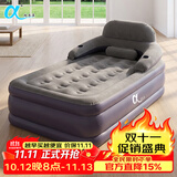 阿尔法帐篷充气床垫家用气垫床加高加厚充气床电动充气折叠床打地铺睡垫 雾紫灰【单人款-52cm加高-带靠背】外插家用电泵